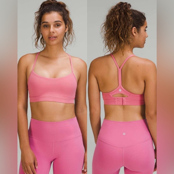 Lululemon Flow Y Adjustable Bra Light Support A-C Cups Pink Blossom ,size 6 - Picture 1 of 12